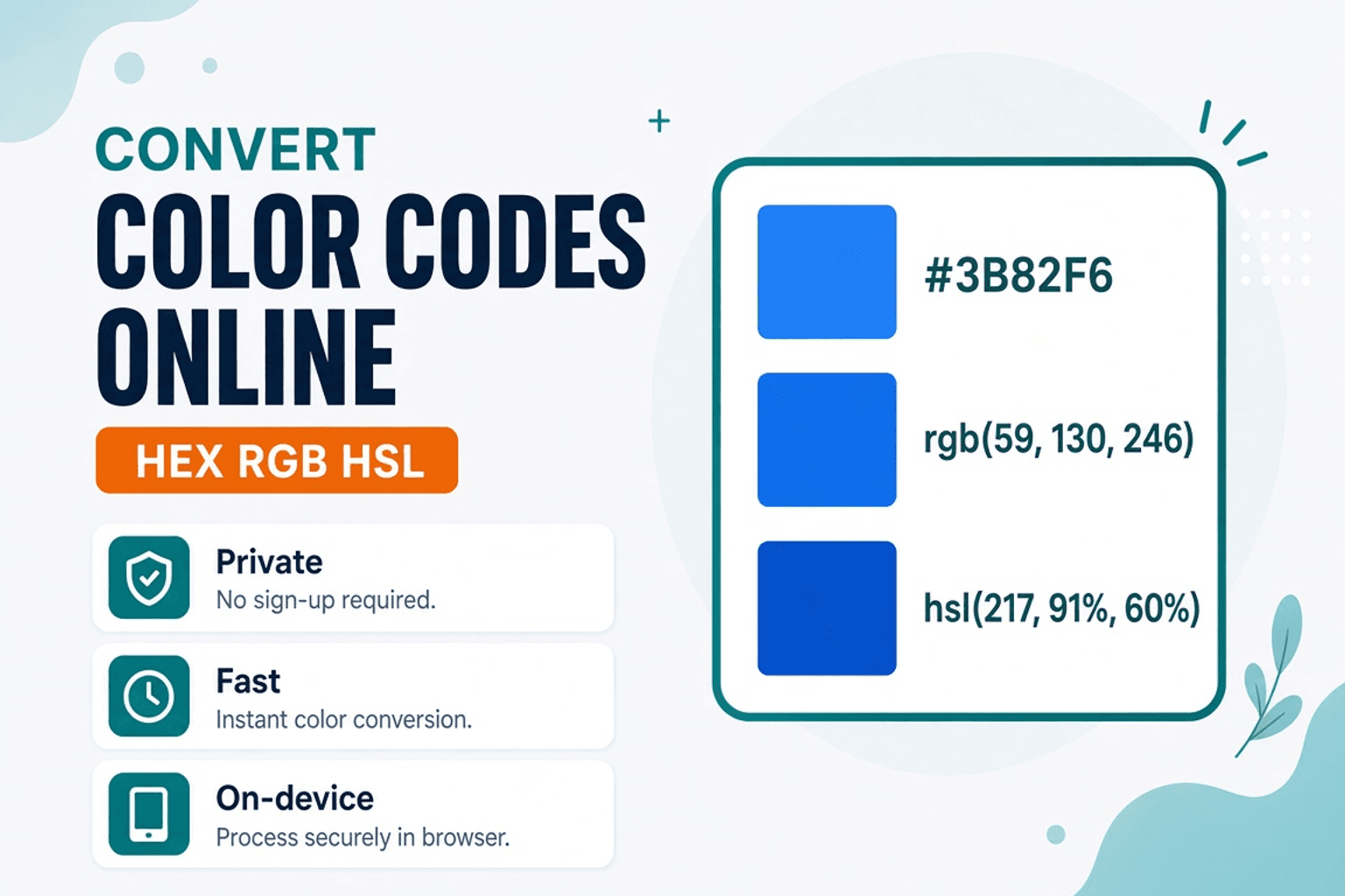 Convert Color Codes Online — HEX, RGB & HSL — NeedAnyTool
