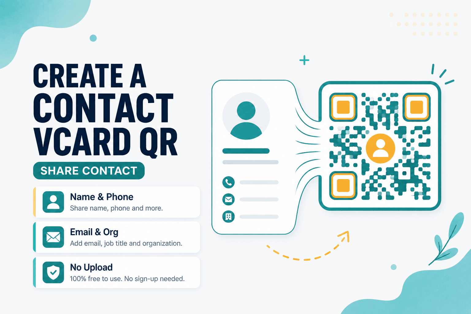 Create a contact vCard QR code online with NeedAnyTool