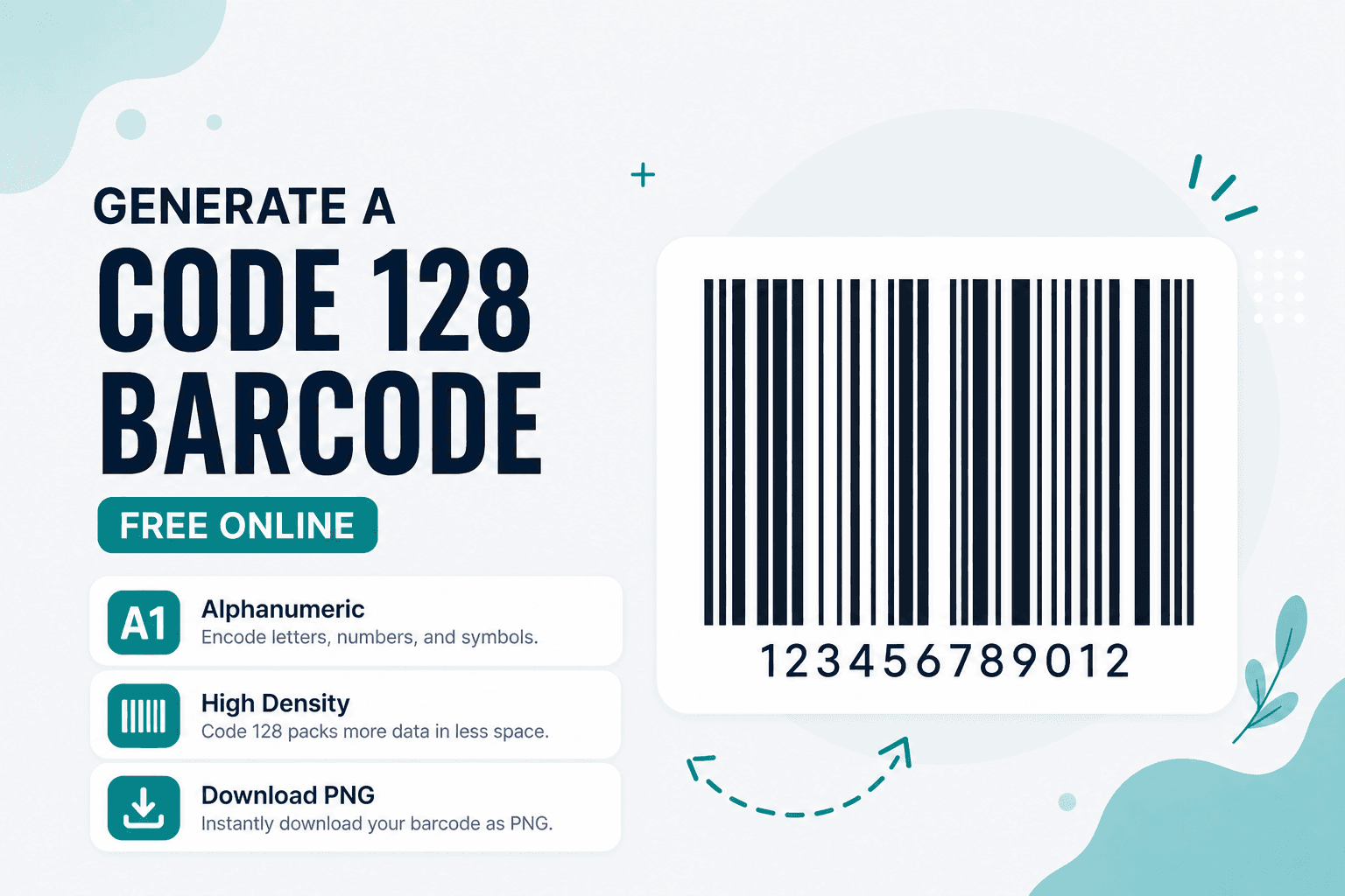 Generate a Code 128 barcode online with NeedAnyTool